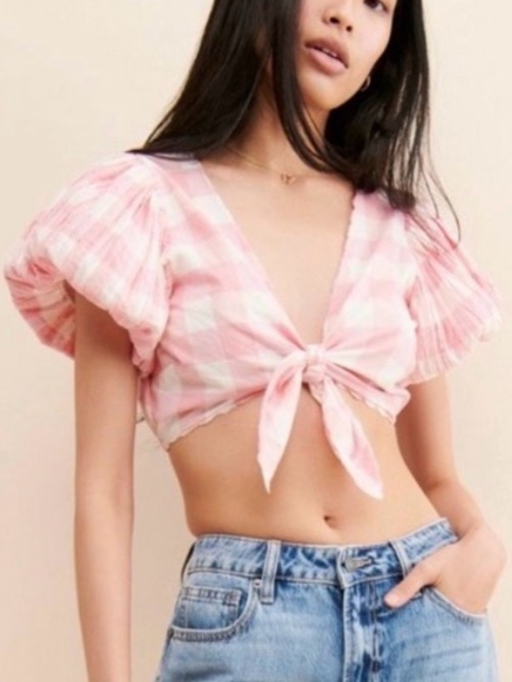 Like new! LoveShackFancy / Shae Gingham Crop Top / EUC
